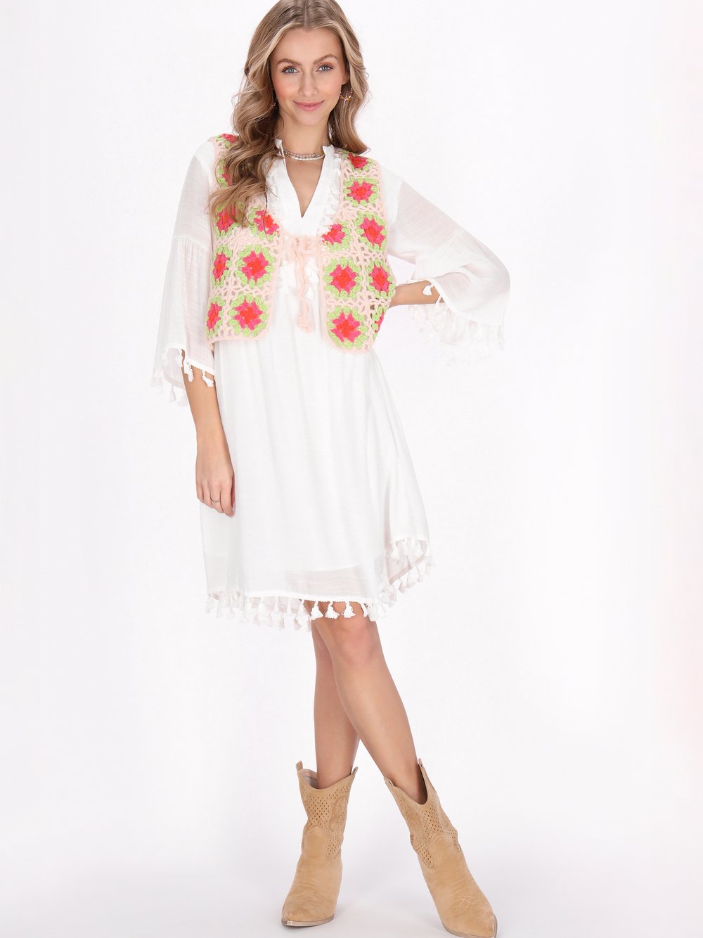 IZIA Weste Damen beige strukturiert, XS/S