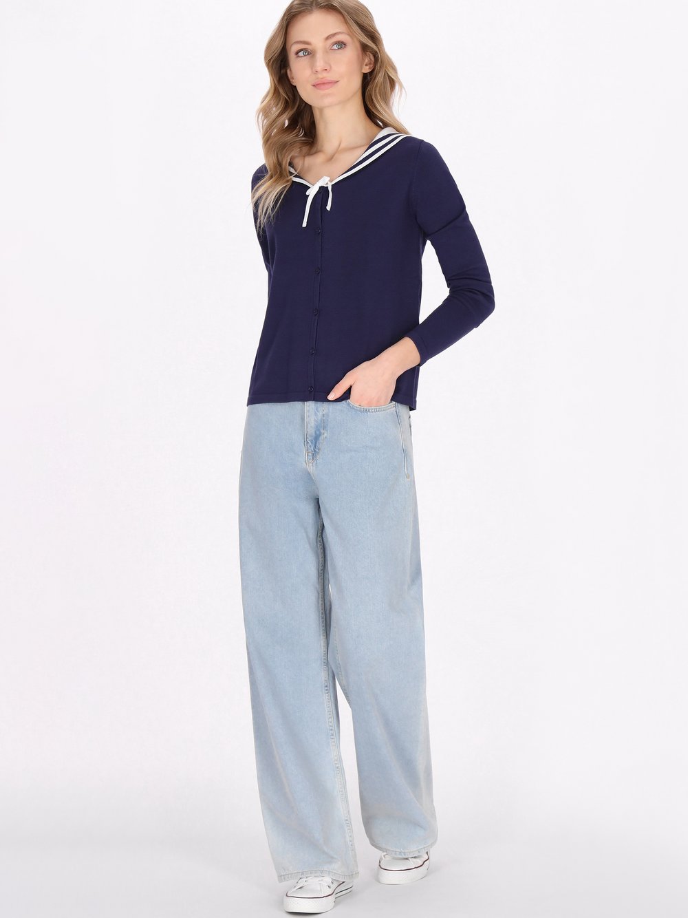 Dreimaster Strickjacke Damen Viskose blau, M/L