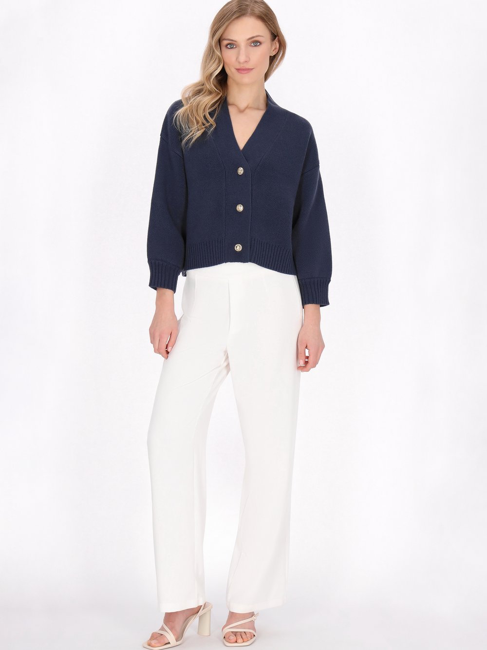 Dreimaster Strickjacke Damen Wolle blau, M/L