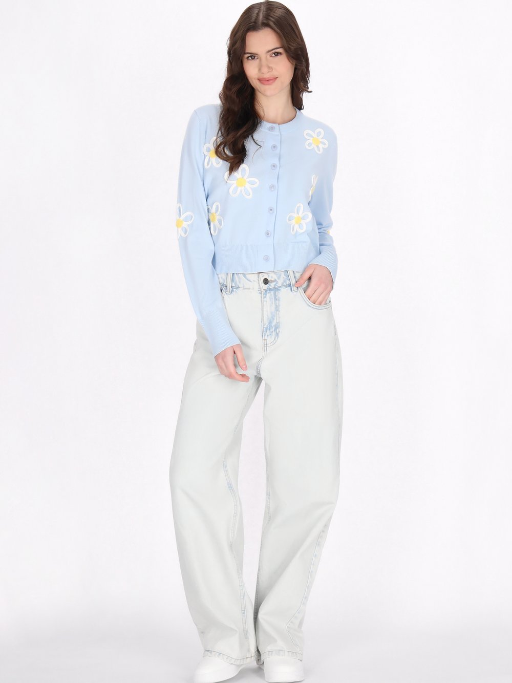 MyMo Strickjacke Damen Viskose blau gemustert, XL/XXL