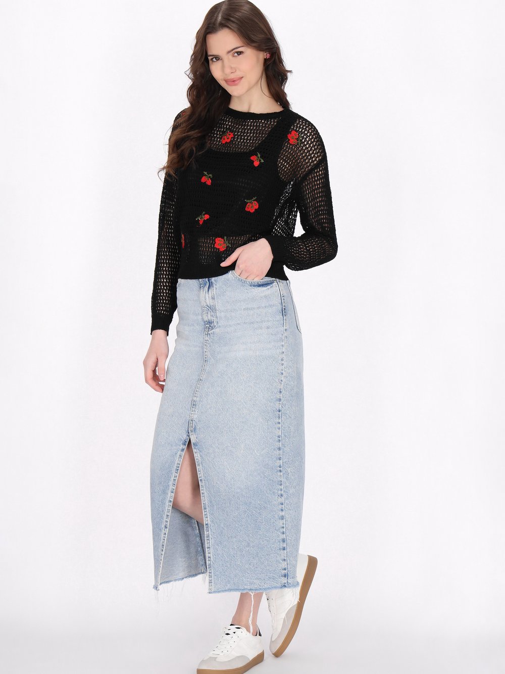 Thumbnail - MyMo Pullover Damen Polyamid schwarz gemustert, XS/S