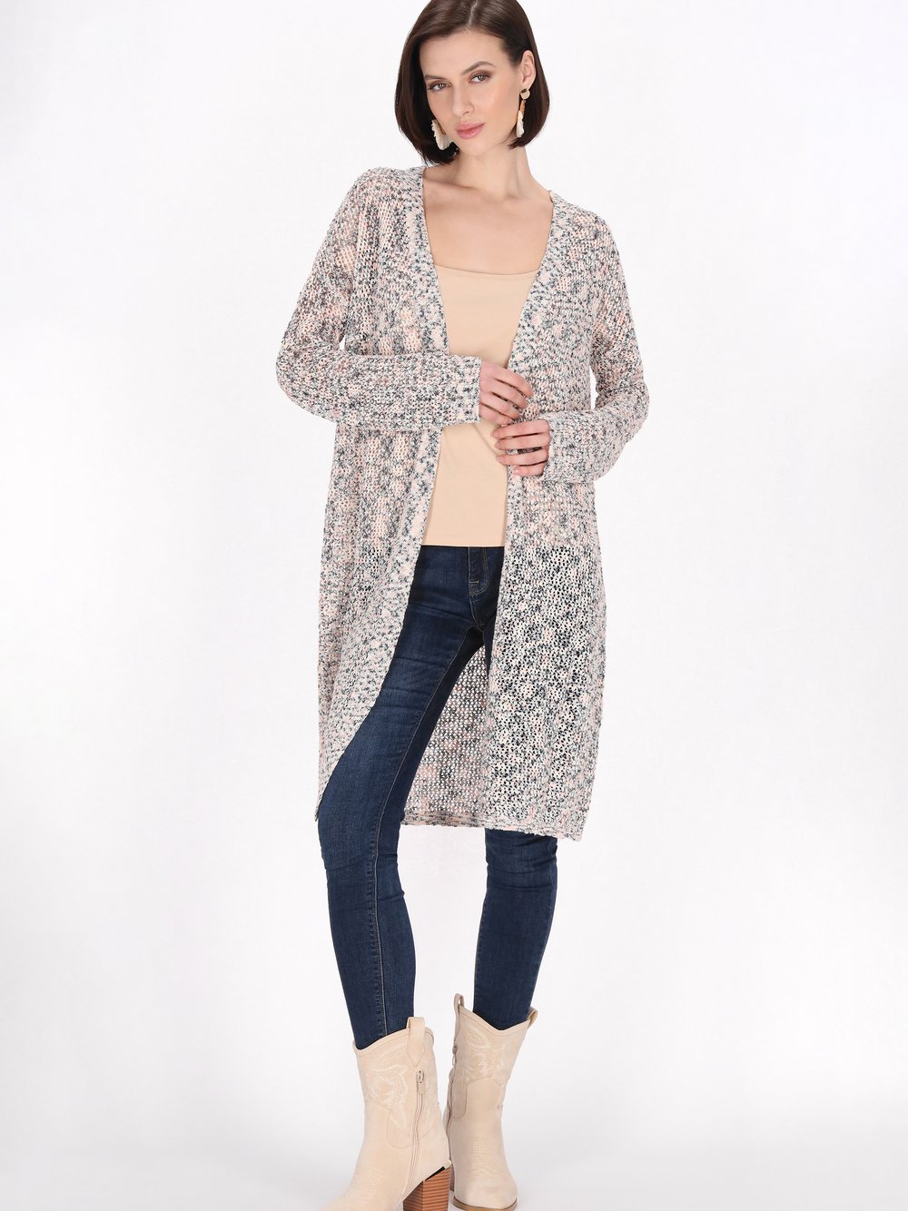 Usha Strickjacke Damen Baumwolle mehrfarbig gemustert, XL