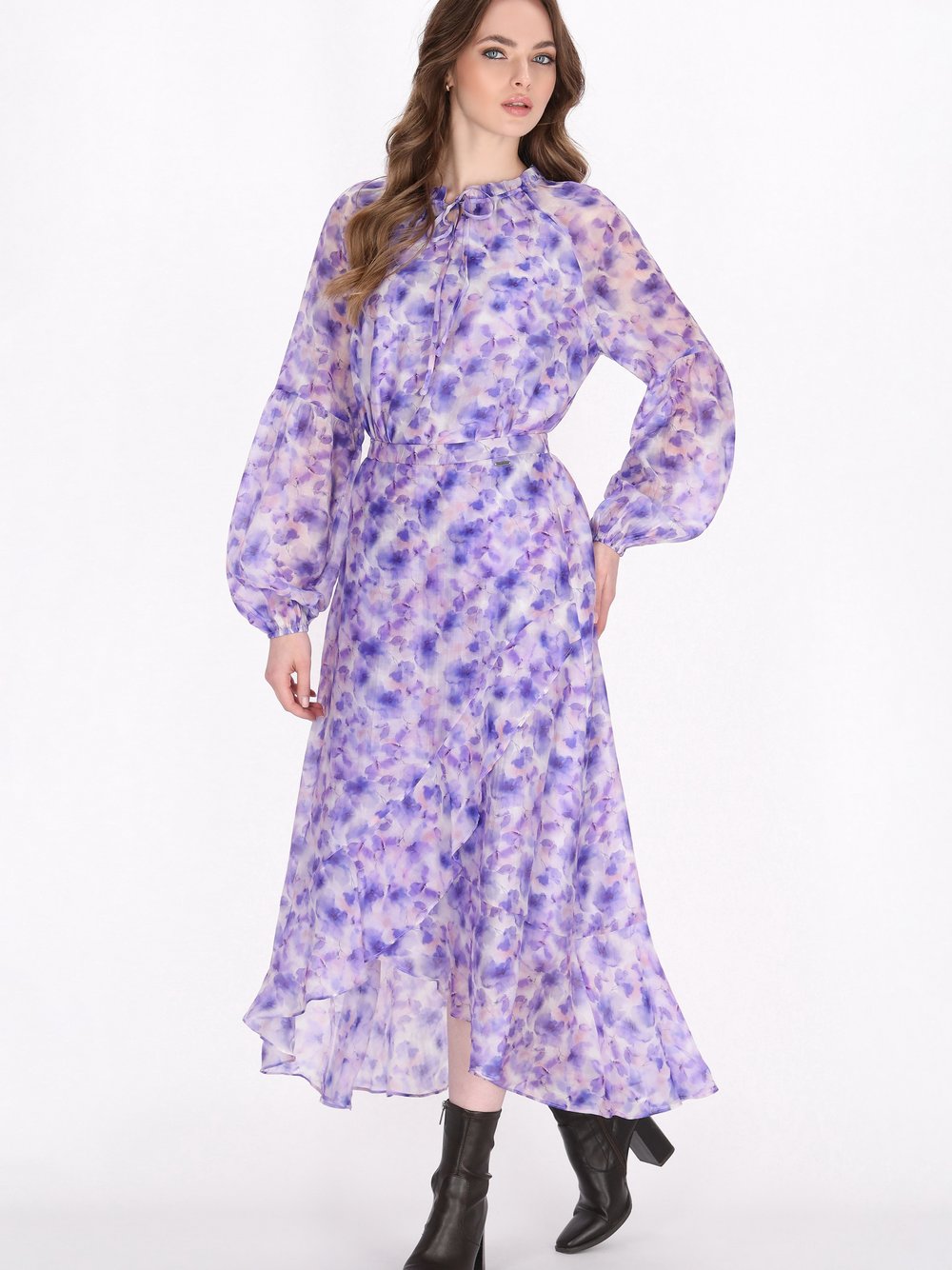 Thumbnail - Dreimaster Bluse Damen Viskose lila bedruckt, XS