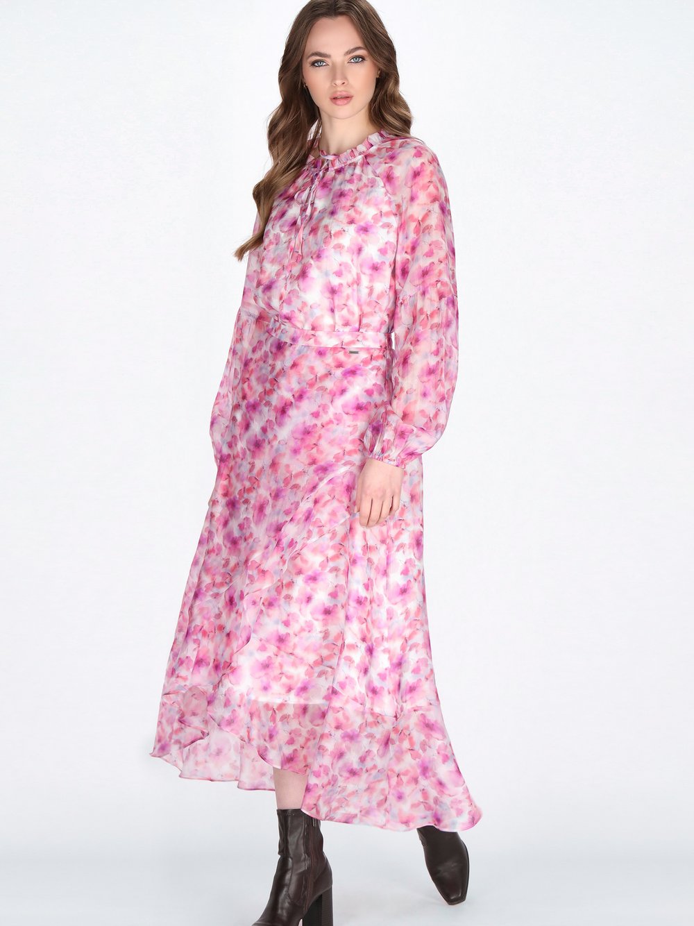 Dreimaster Bluse Damen Viskose rosa bedruckt, M