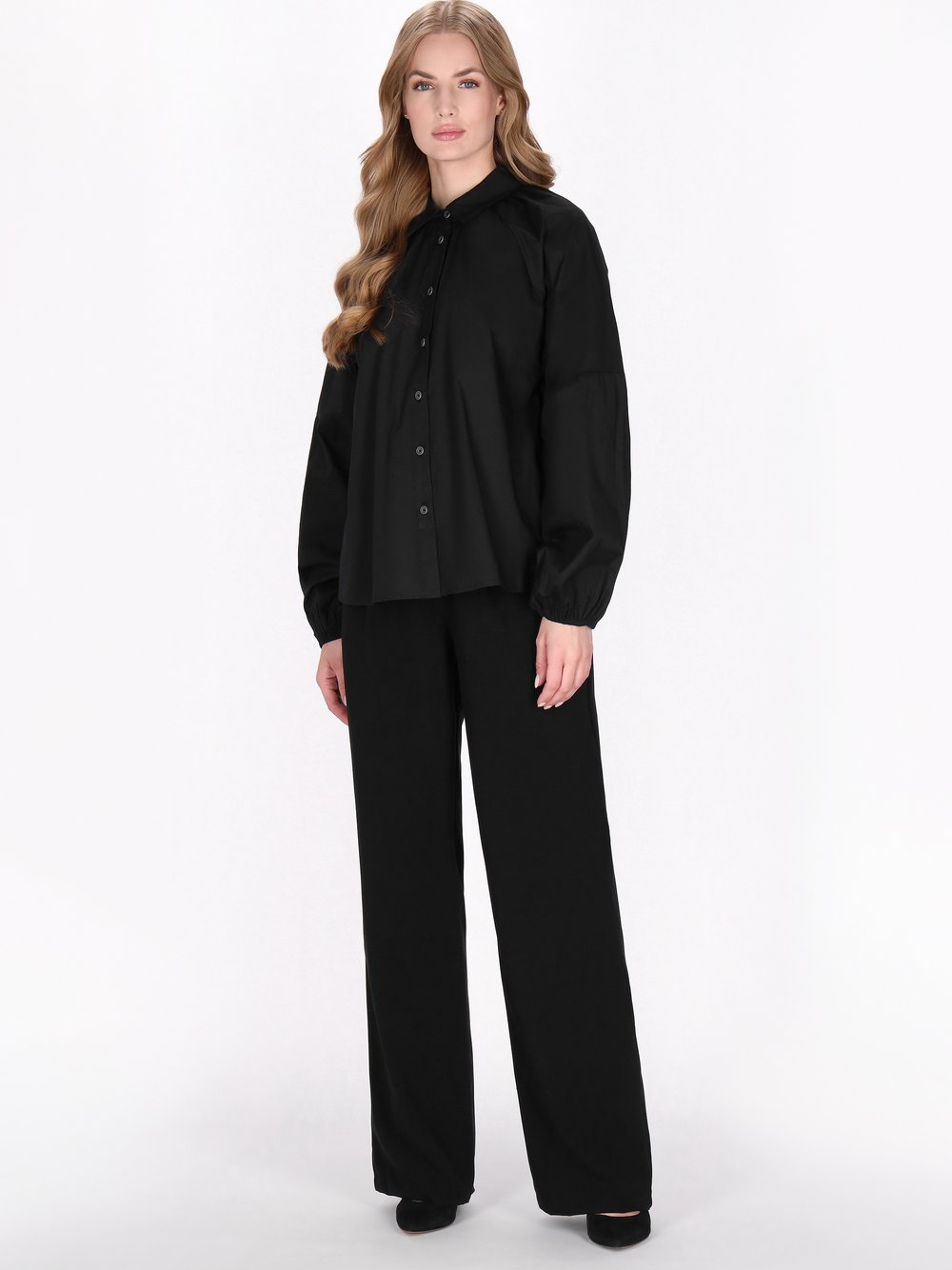 Dreimaster Hemd Damen Baumwolle schwarz, XS