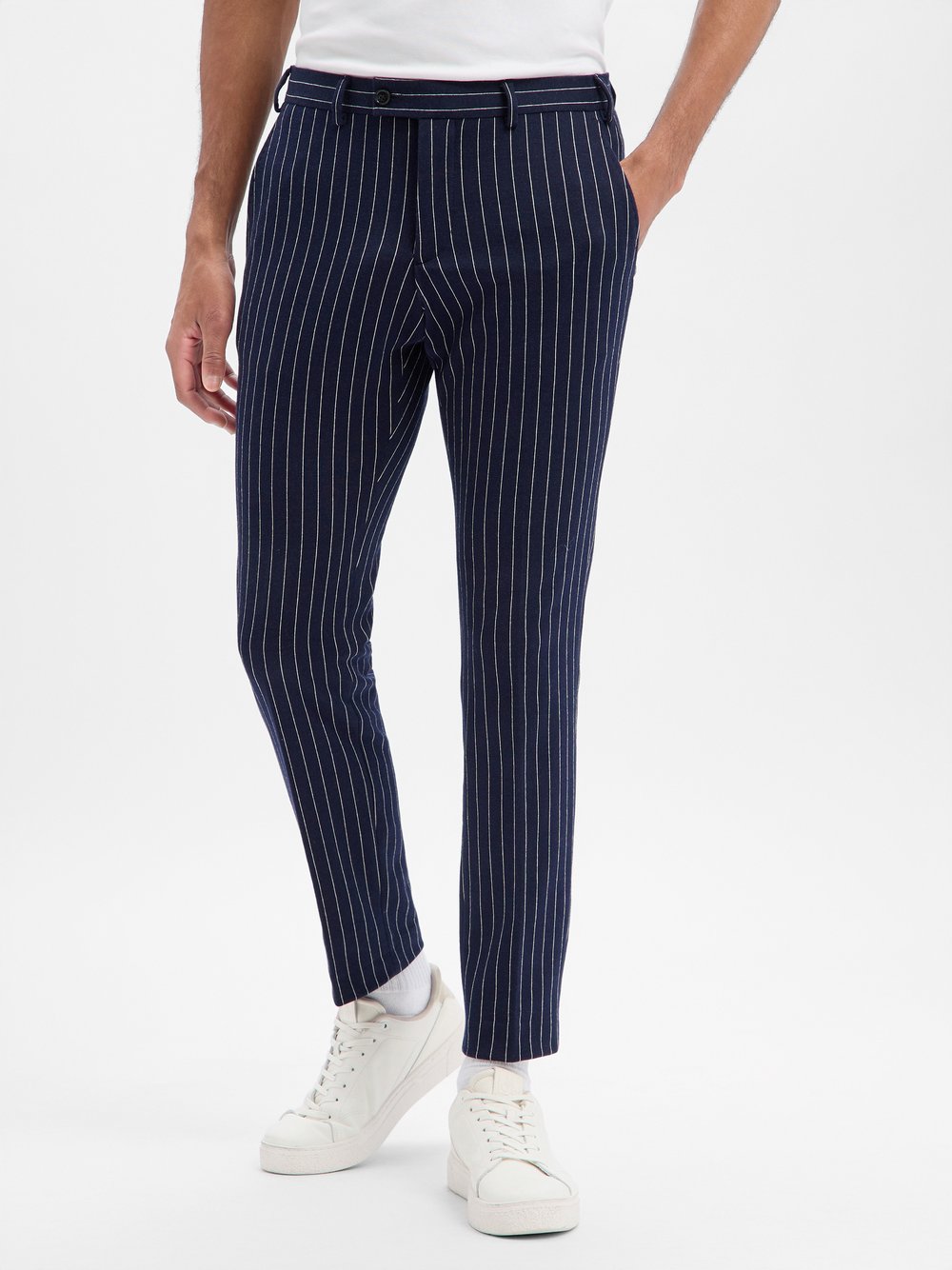 Finshley & Harding London Baukasten-Hose Herren Slim Fit Baumwolle mehrfarbig gestreift, 50