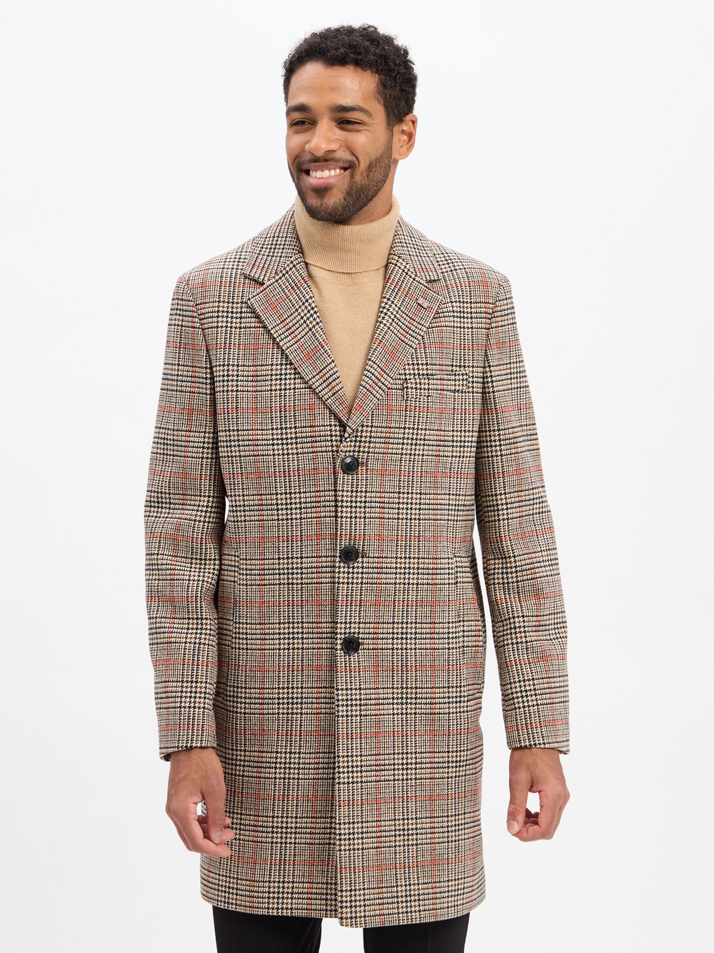 Finshley & Harding London Mantel mit Woll-Anteil Herren mehrfarbig kariert, 54
