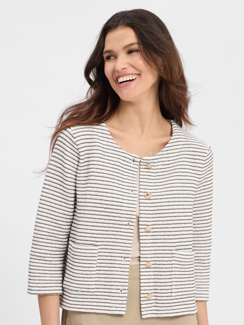 More & More Strickblazer Damen Feinstrick mehrfarbig gestreift, 44