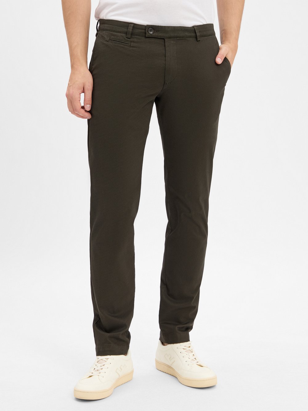 Bugatti Chino Herren Baumwolle grün gemustert, 33-32