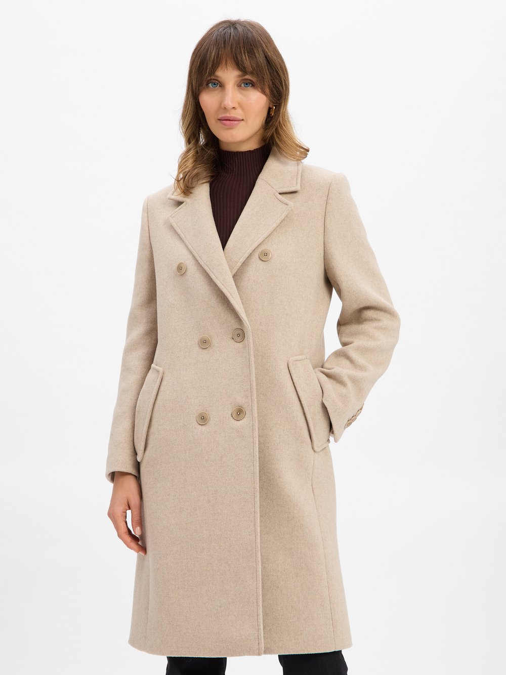 Drykorn Wollmantel Damen Wolle beige meliert, 34