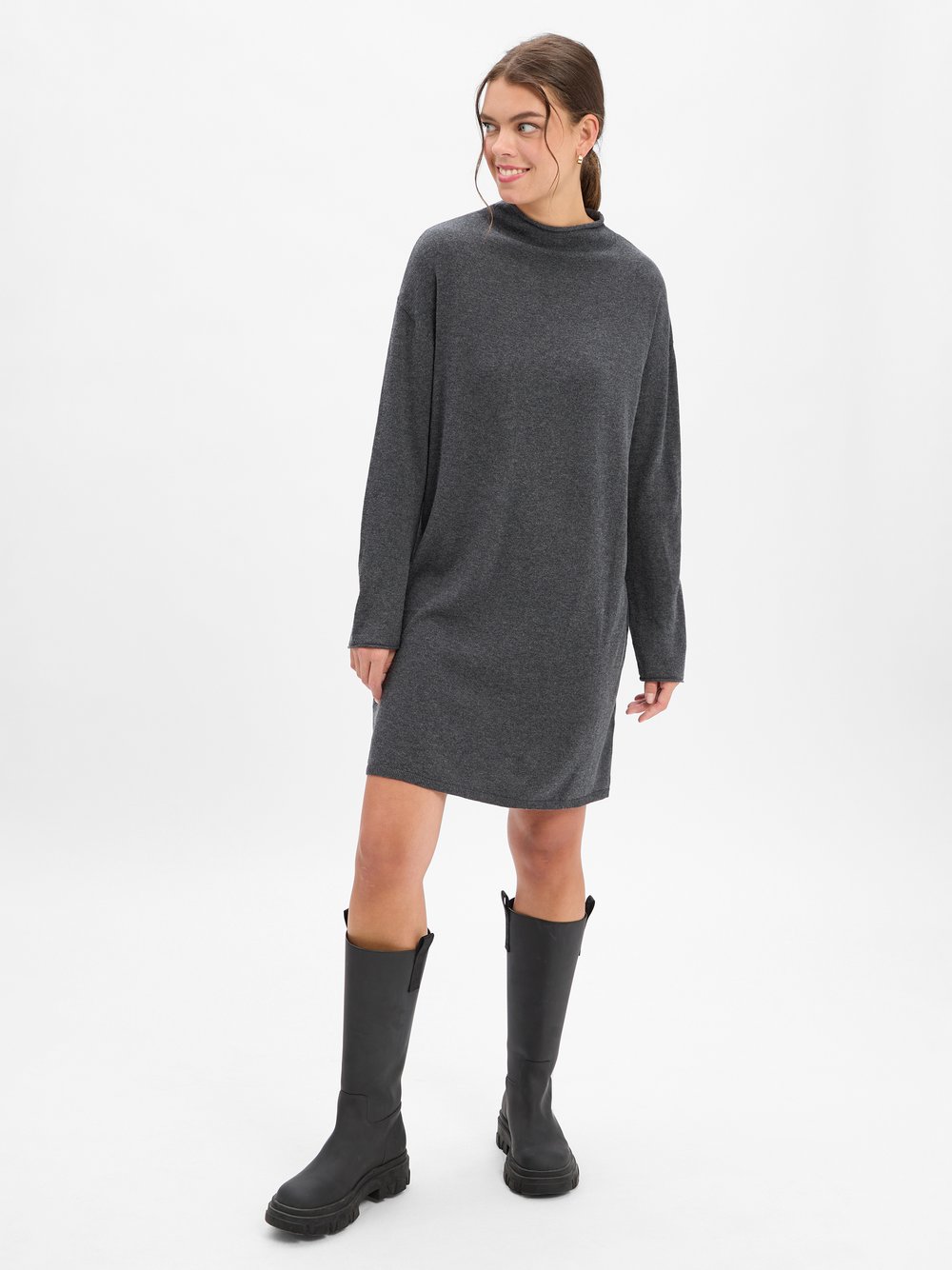 Marc O'Polo Strickkleid mit Woll-Anteil Damen Schurwolle grau meliert, 34