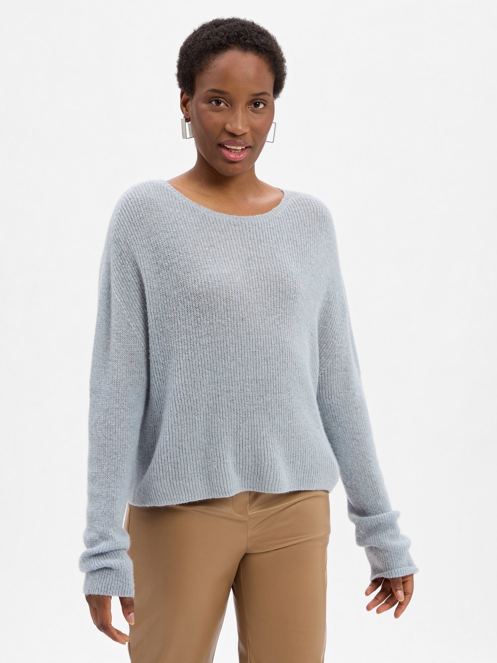 Drykorn Strickpullover mit Alpaka-Anteil Damen Wolle blau meliert, XS