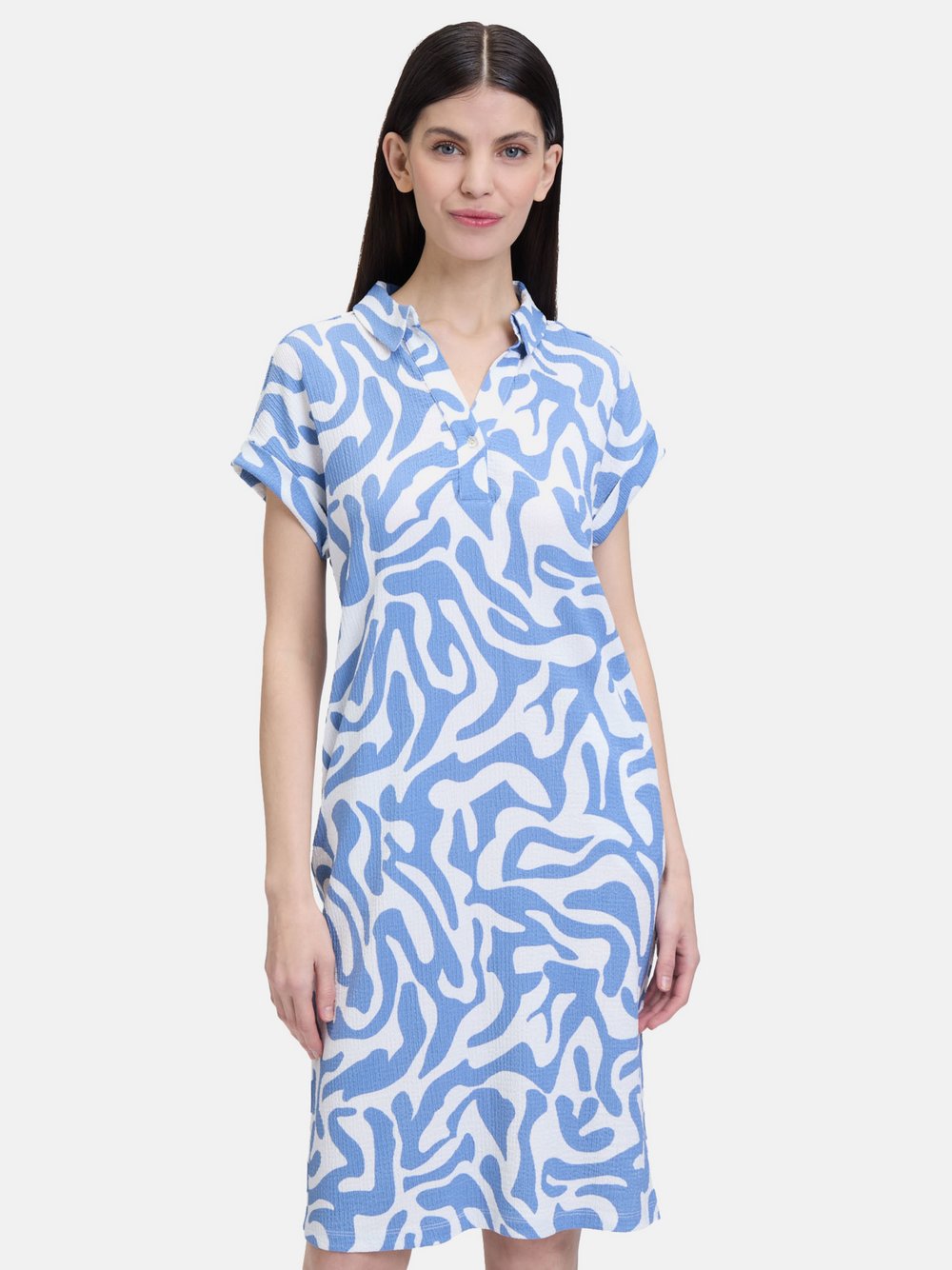 Cartoon Casual-Kleid Damen weiß gemustert, 34