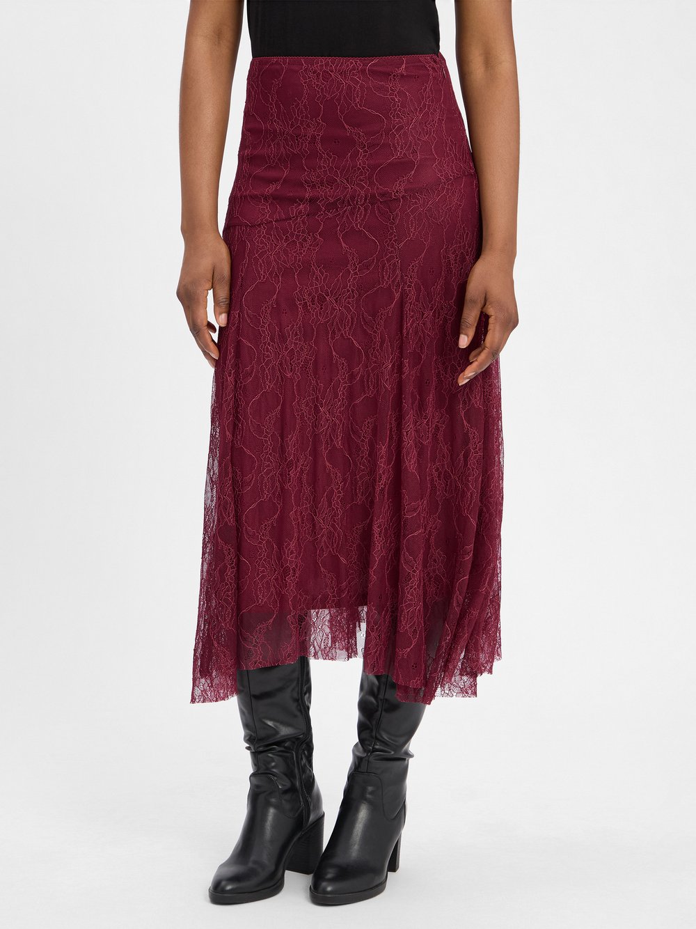 Thumbnail - Rich & Royal Spitzenrock Damen rot, XS