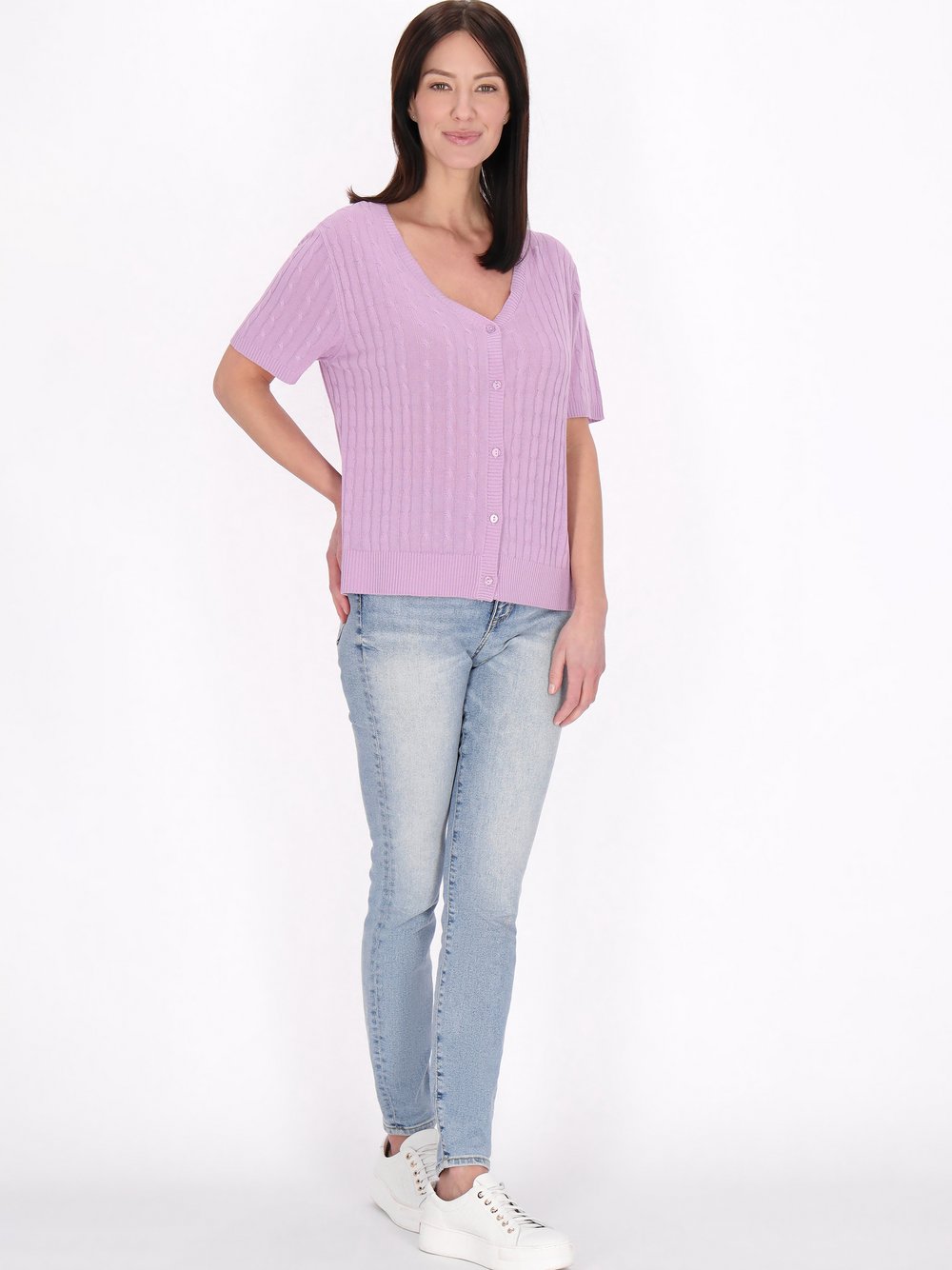 Usha Frauen Strickjacke Damen Viskose lila gemustert, L