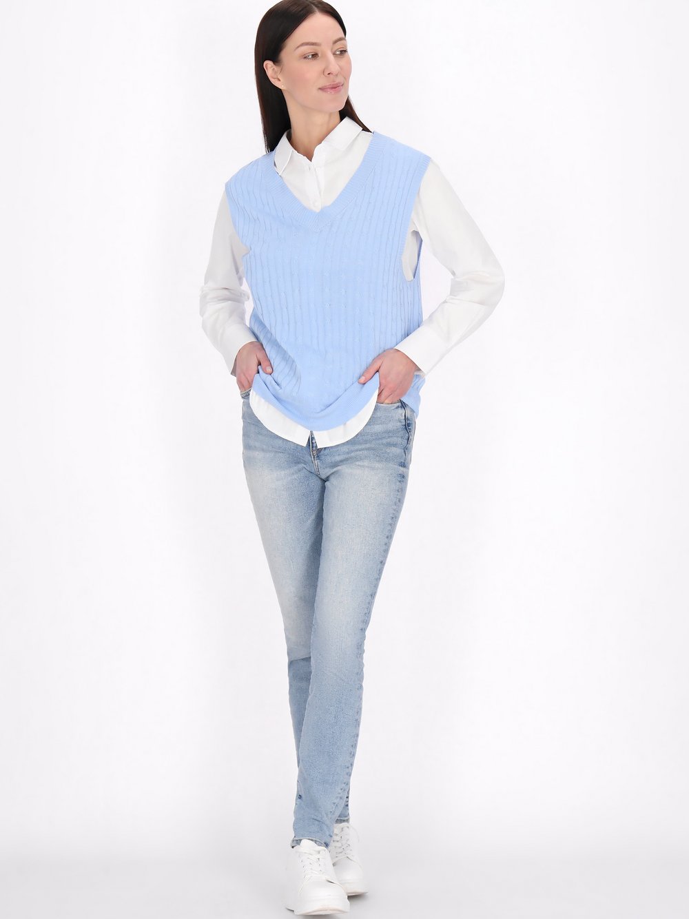 Usha Weste Damen Viskose blau gemustert, S