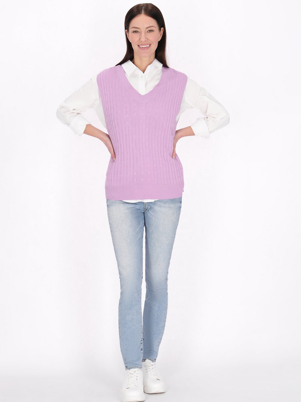 Usha Weste Damen Viskose lila gemustert, XL