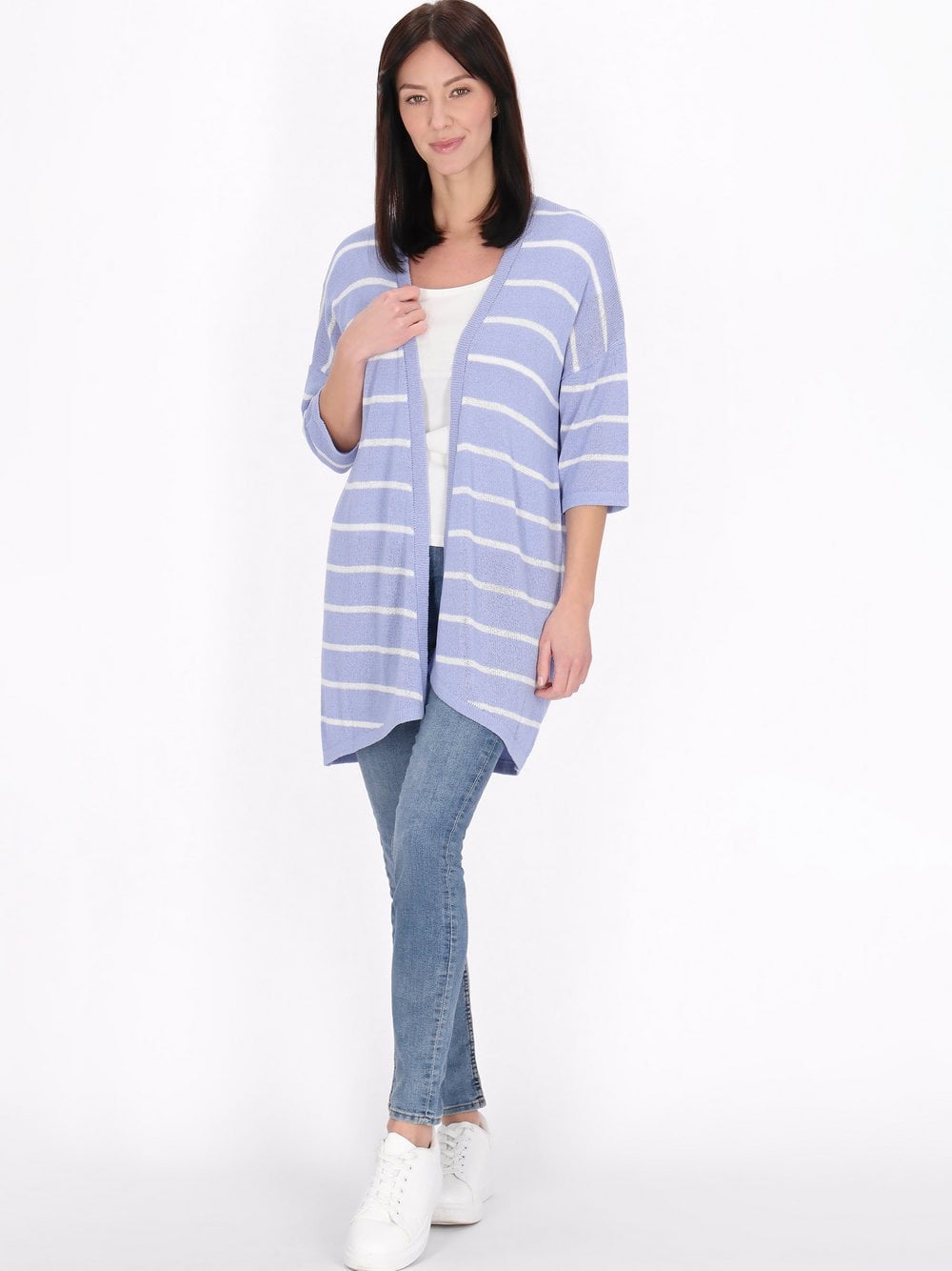 Usha Strickjacke Damen Viskose blau gestreift, M