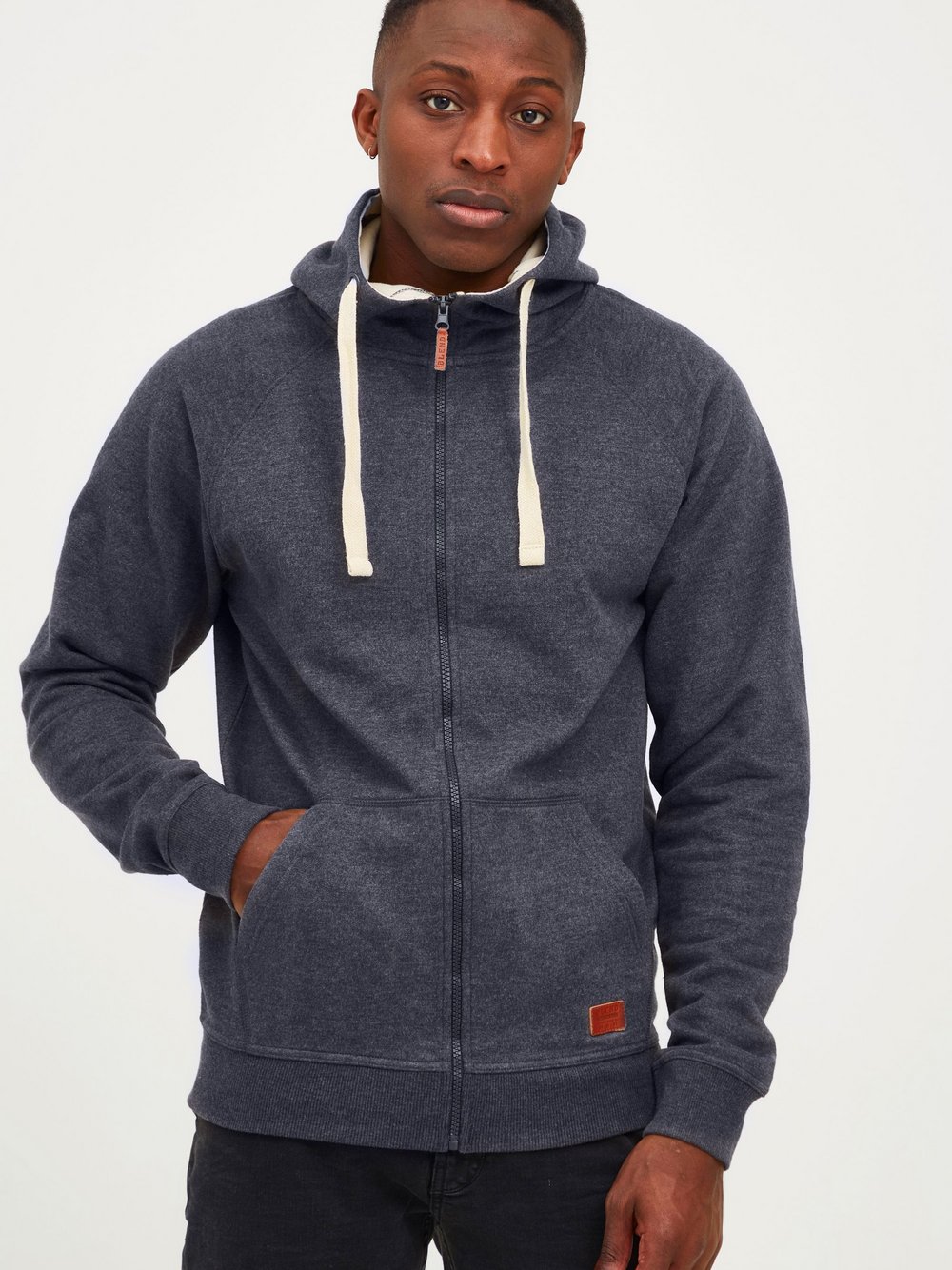 BLEND Kapuzensweatjacke Herren Baumwolle blau, XL