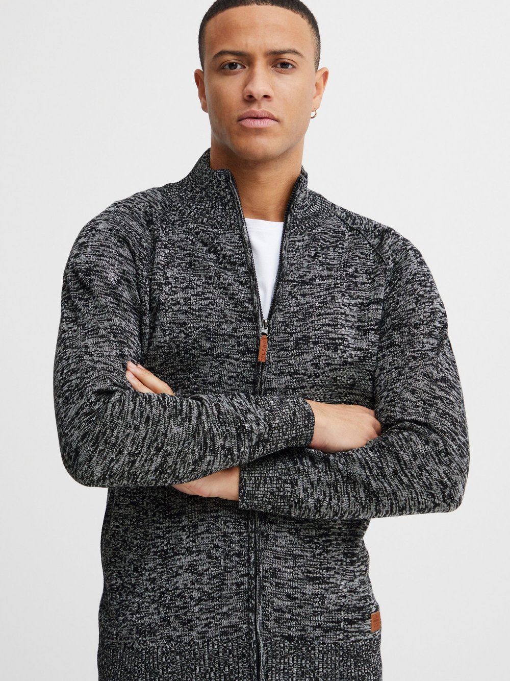 BLEND Cardigan Herren Baumwolle schwarz gemustert, S