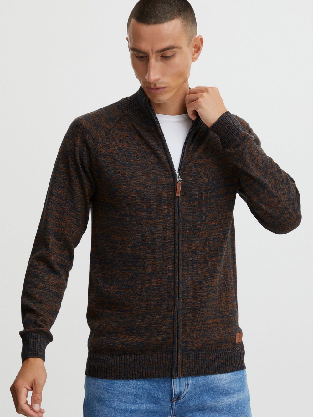 BLEND Cardigan Herren Baumwolle braun gemustert, L