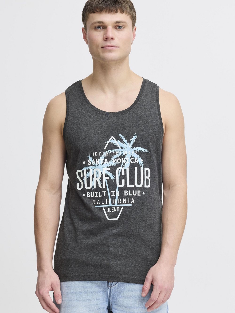 BLEND Tanktop Herren Baumwolle grau bedruckt, XXL