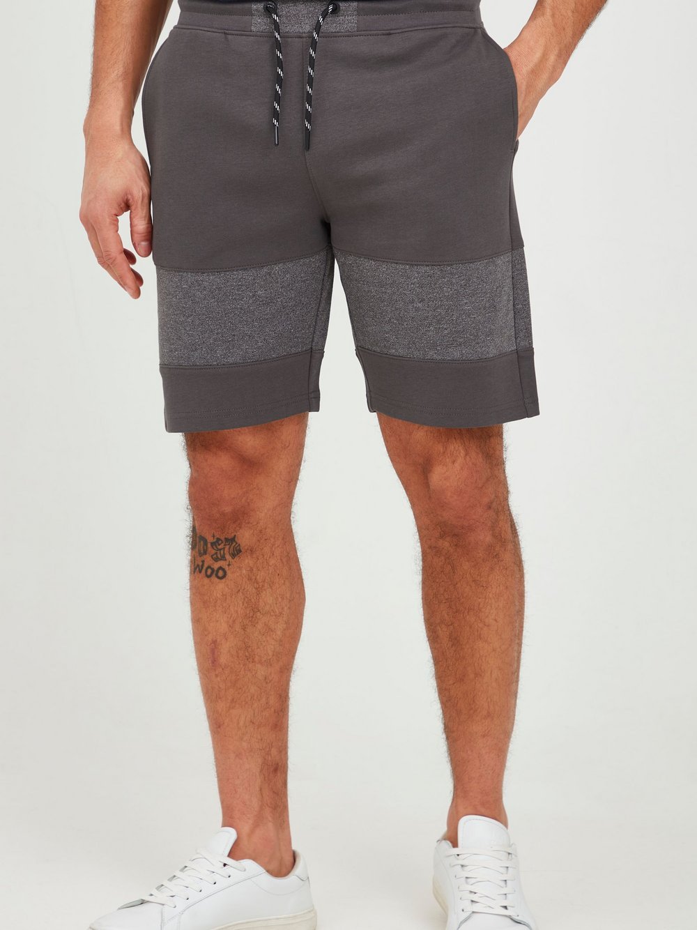 Solid Sweatshorts Herren Baumwolle grau gestreift, S