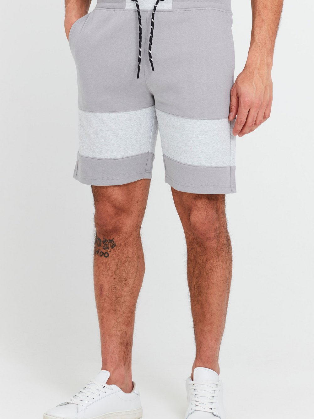 Solid Sweatshorts Herren Baumwolle grau gestreift, M