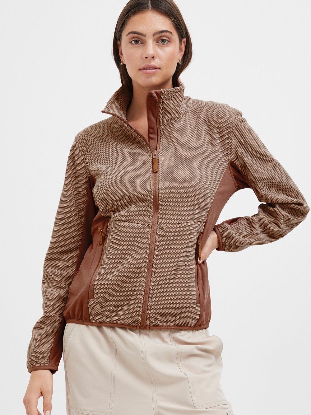 North Bend Fleecejacke Damen braun meliert, 36