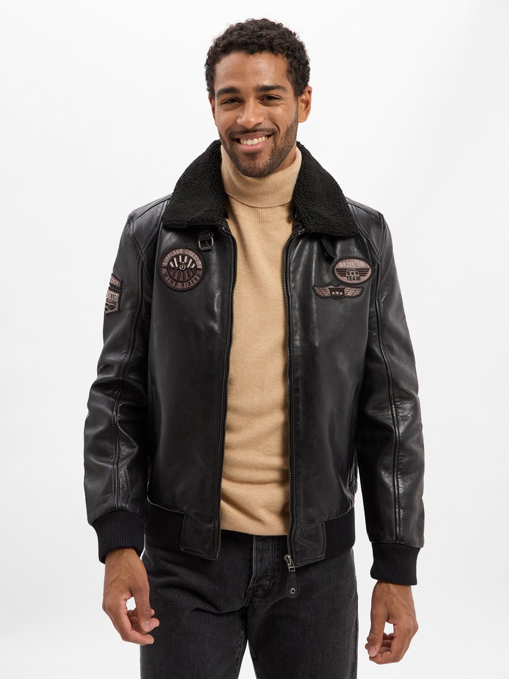 Finshley & Harding Lederjacke -GMChicago Herren schwarz, L
