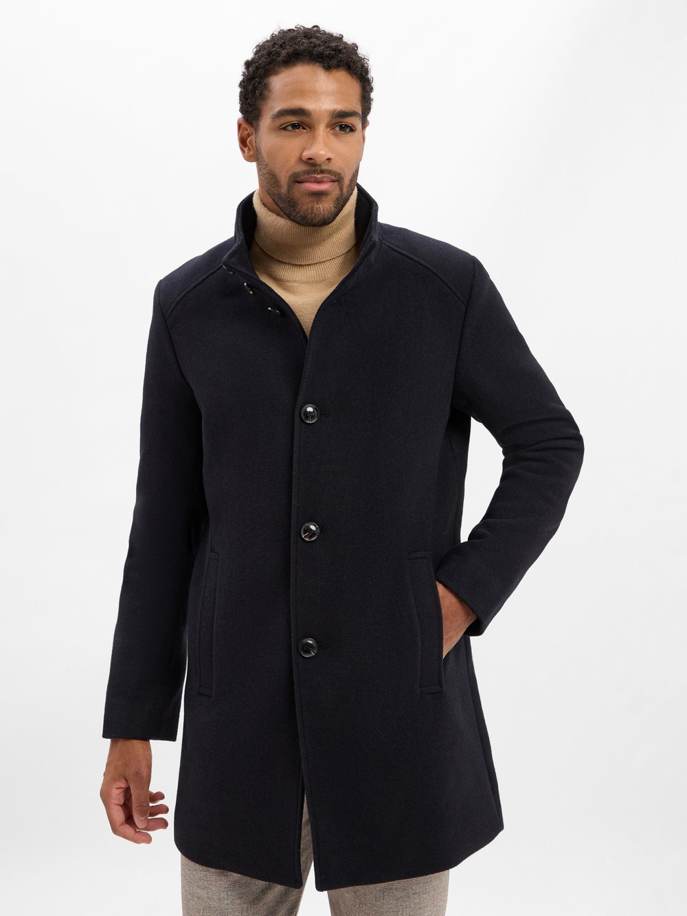 Finshley & Harding Mantel mit Wollanteil Herren Wolle blau, 54