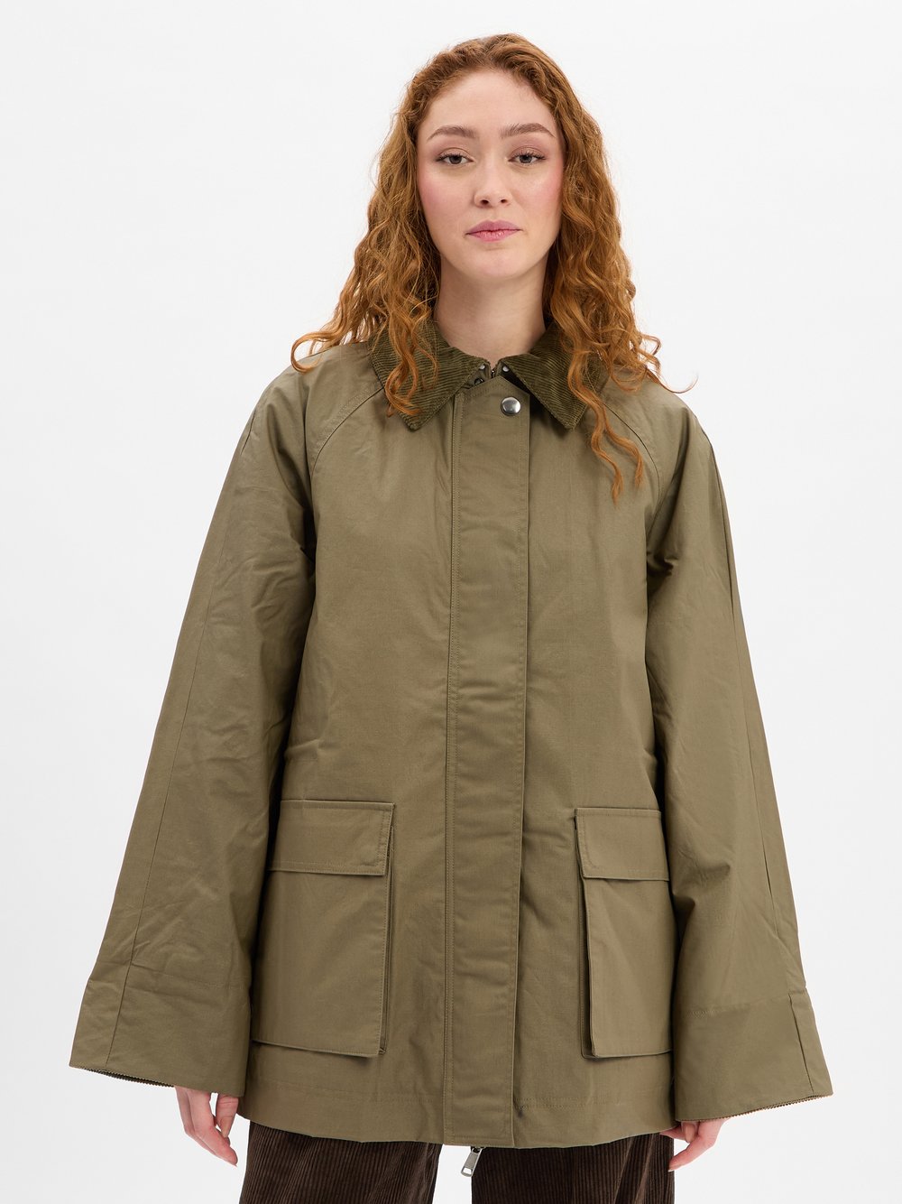 Msch Copenhagen Übergangsjacke Damen Baumwolle grün, M