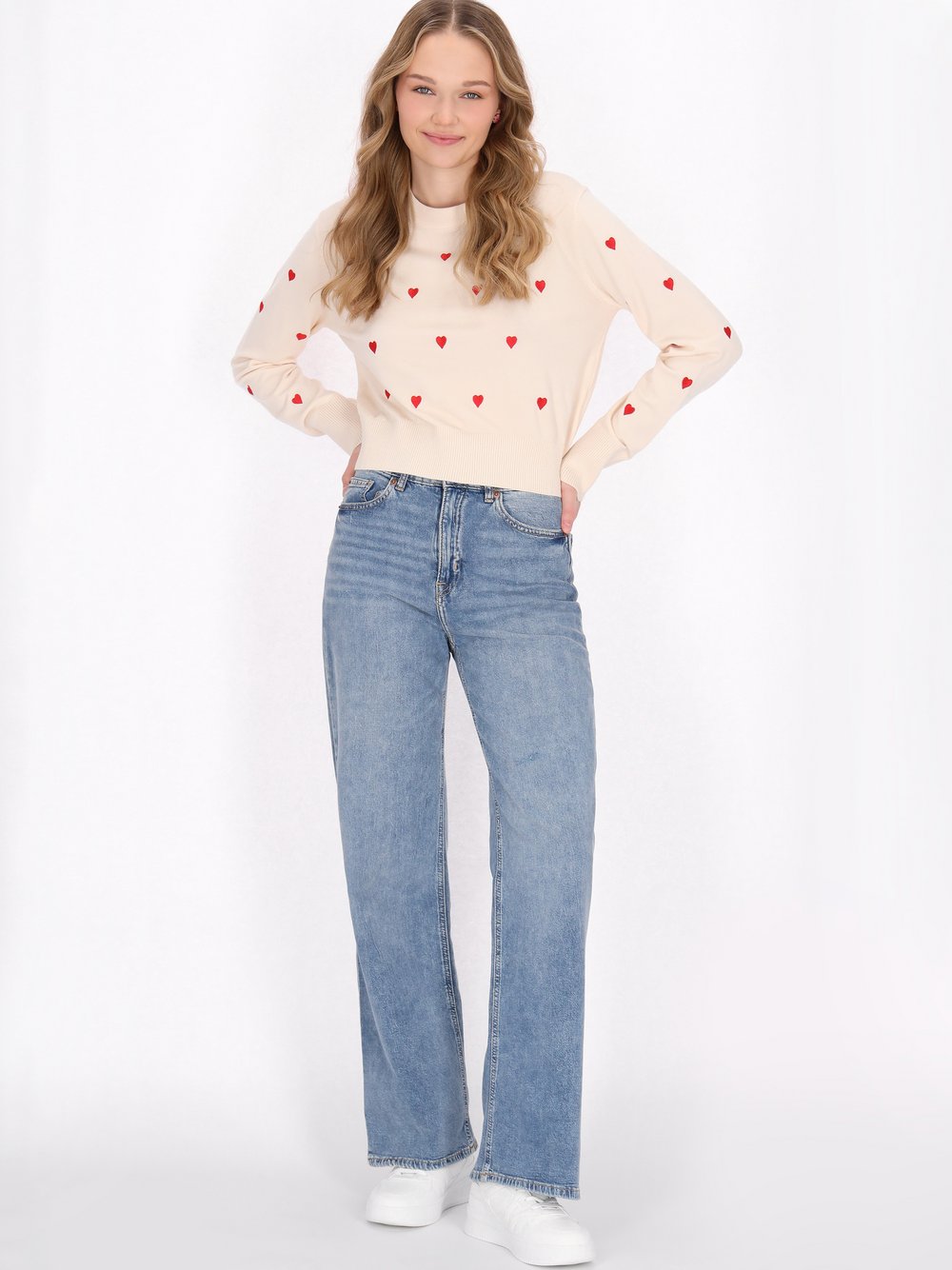 Thumbnail - MyMo Pullover Damen Viskose weiß gemustert, M/L