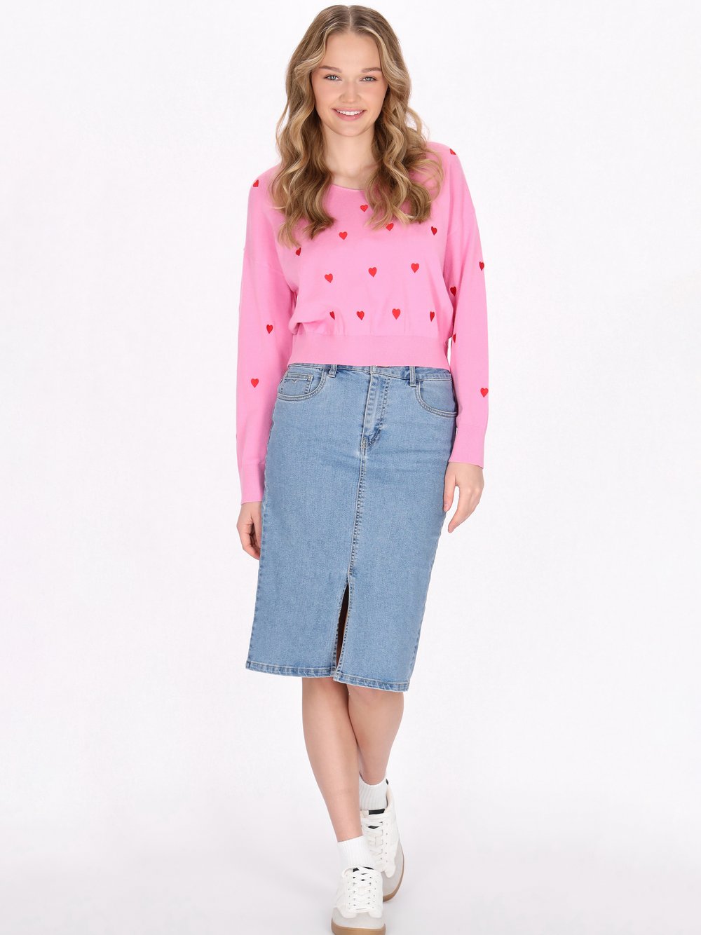 MyMo Pullover Damen Viskose pink gemustert, XL/XXL