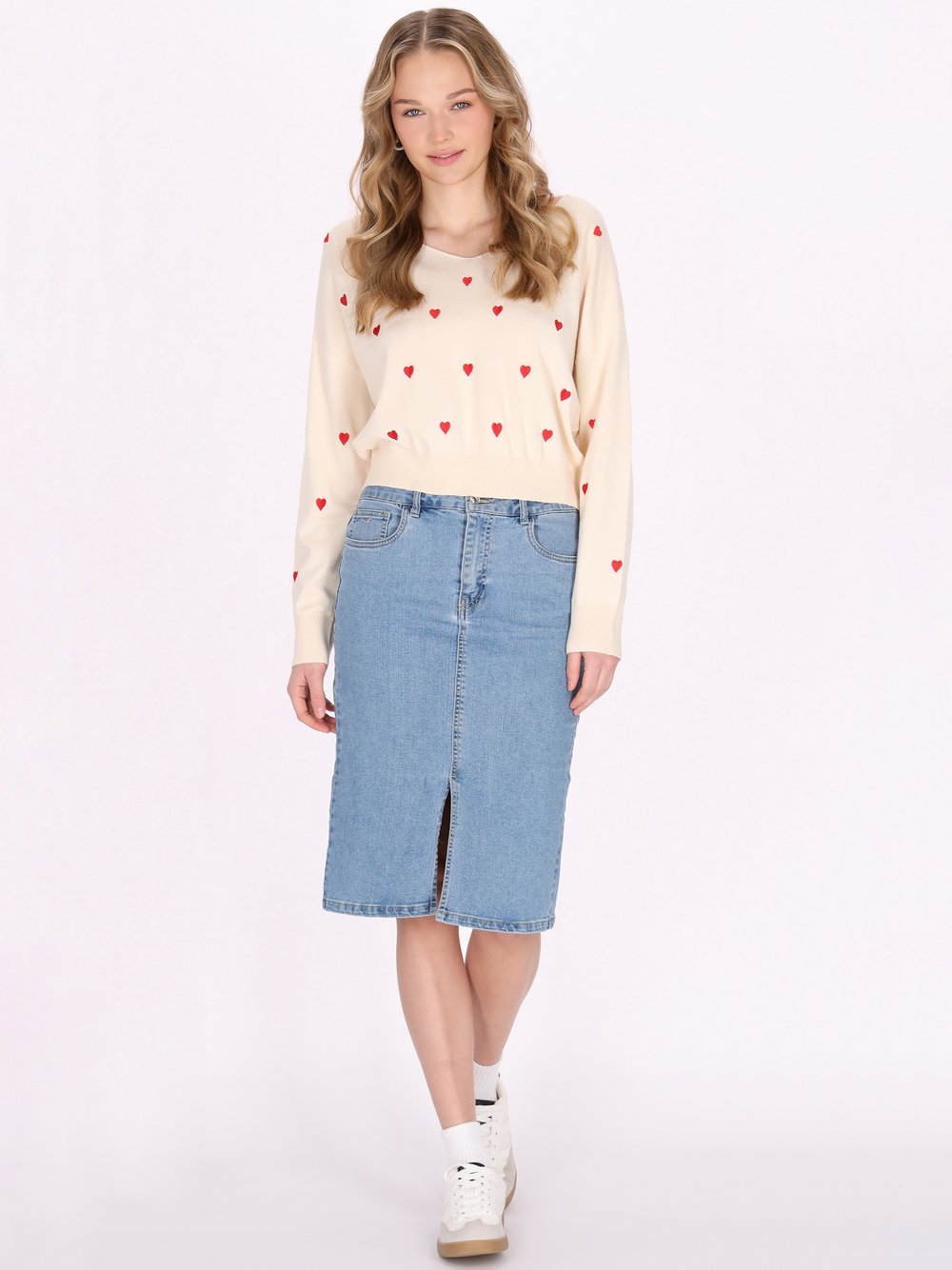 Thumbnail - MyMo Pullover Damen Viskose weiß gemustert, XL/XXL