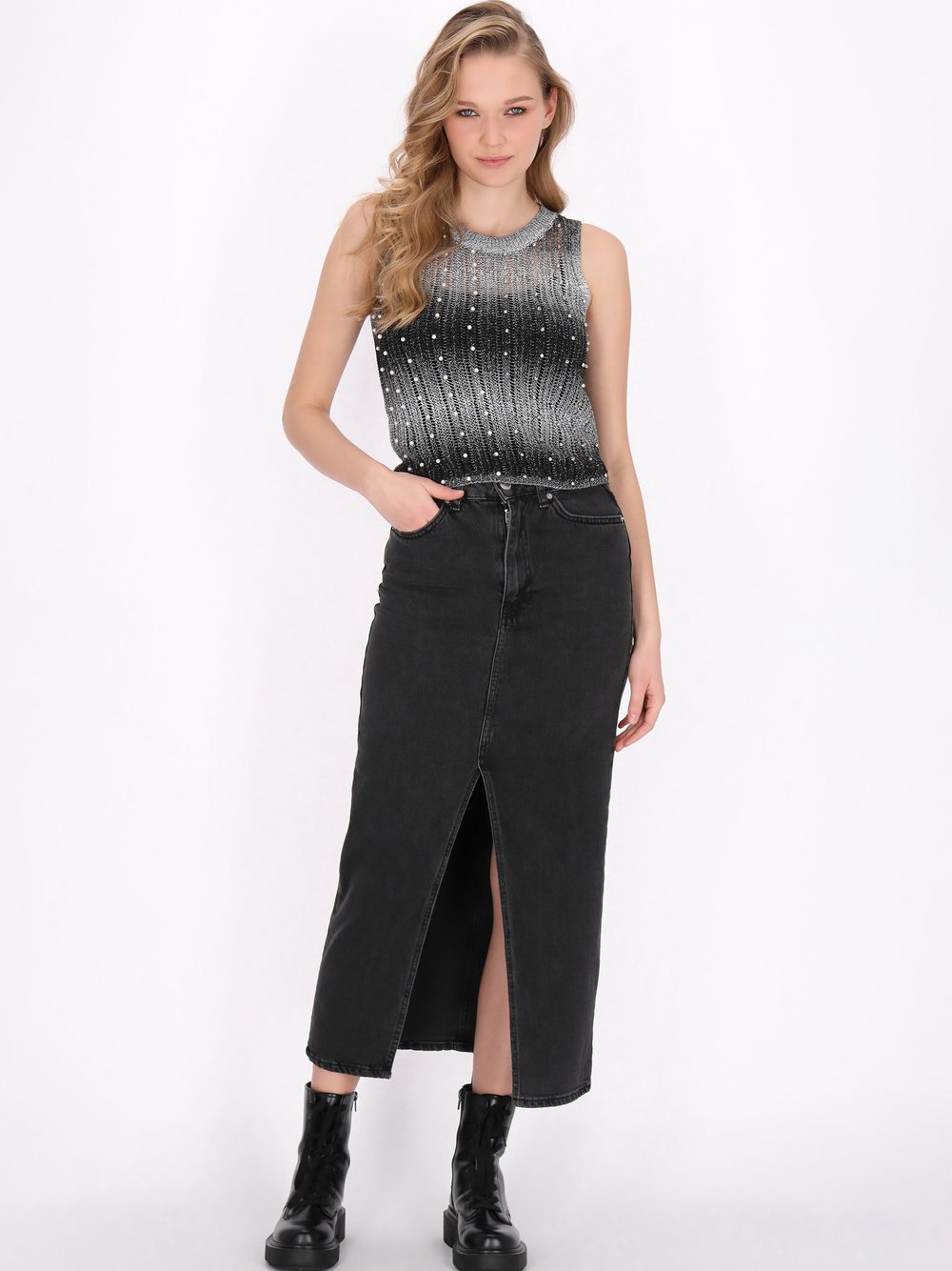 MyMo Weste Damen schwarz gemustert, XL/XXL