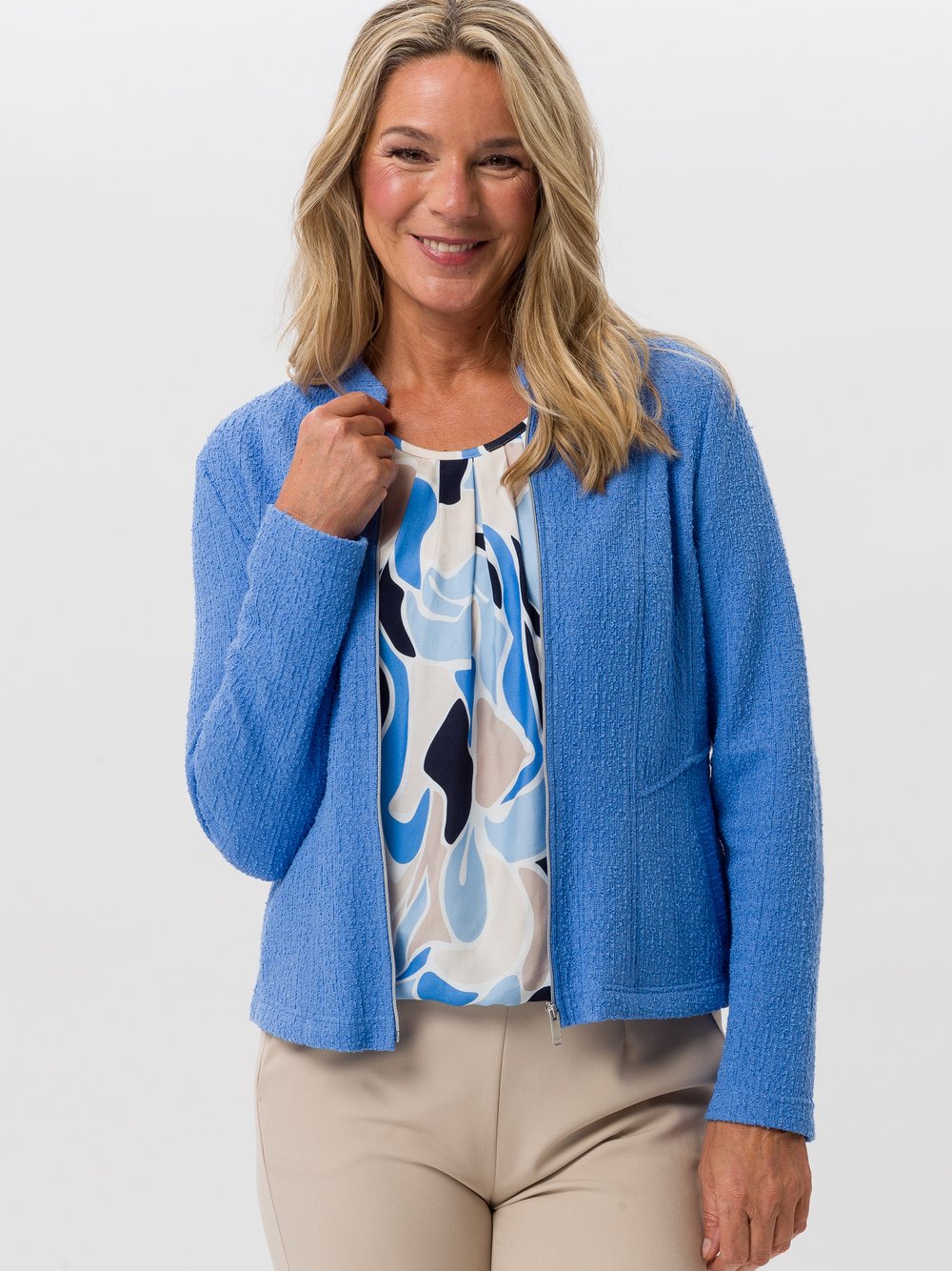 Frank Walder Blazerjacke Damen Baumwolle blau, 42