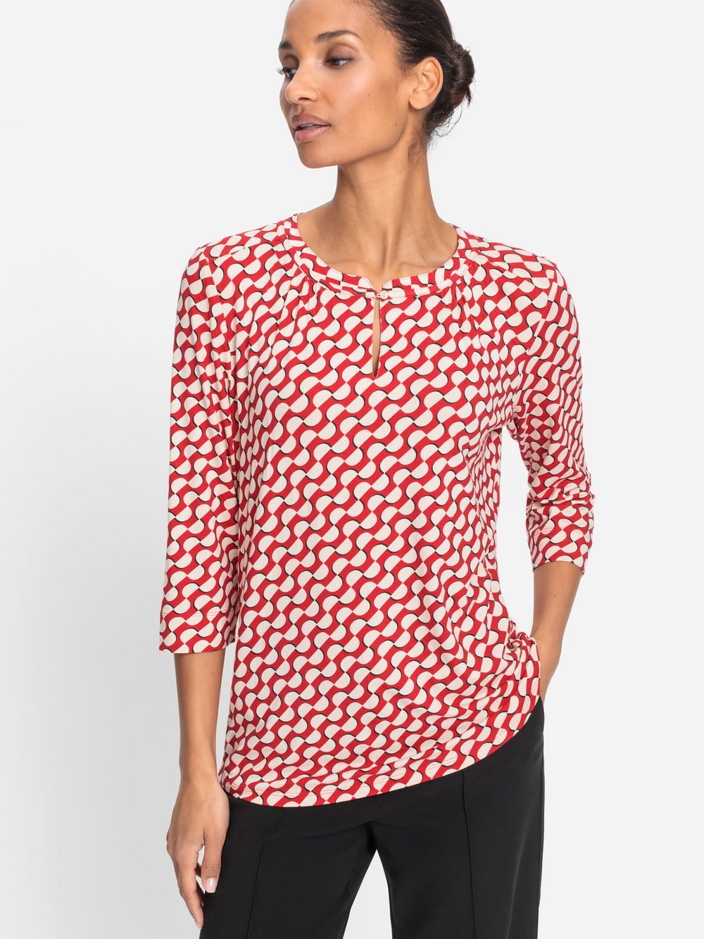 Olsen Shirt Damen Viskose rot bedruckt, 48