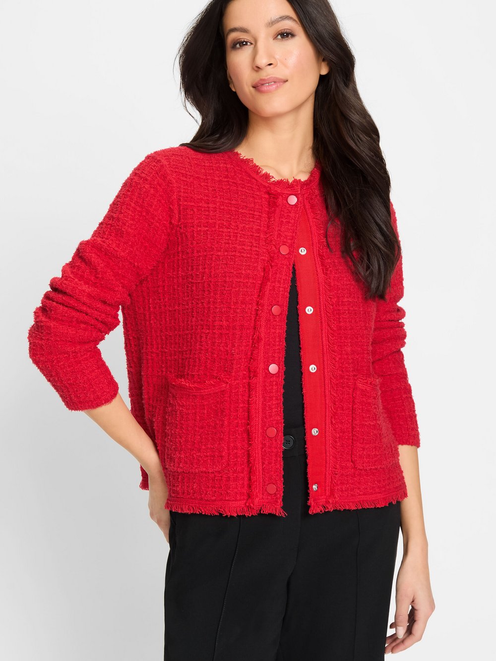 Olsen Strickjacke Damen Baumwolle rot, 42