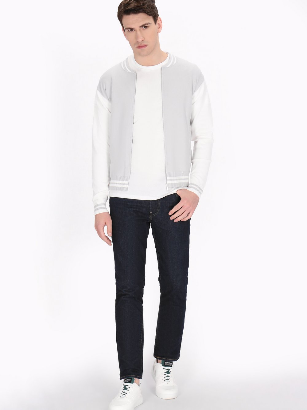 Mo Jacke Herren Viskose grau gemustert, M