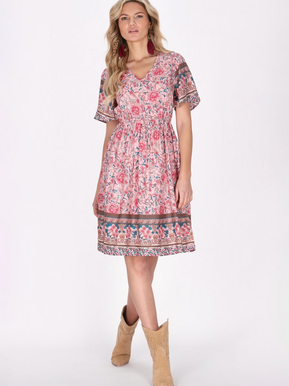 Thumbnail - Usha Kleid Damen Viskose mehrfarbig bedruckt, XL