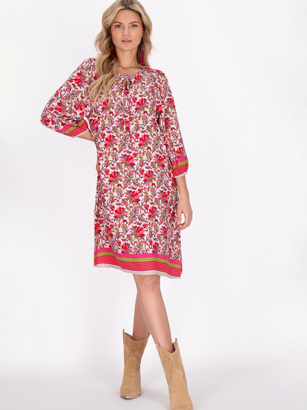 Thumbnail - Usha Kleid Damen Viskose mehrfarbig bedruckt, XL