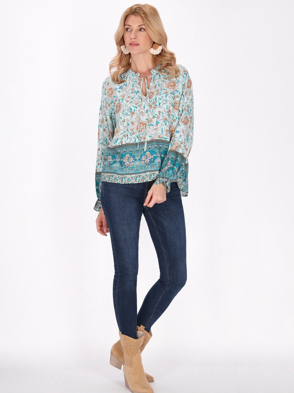 Usha Bluse Damen Viskose mehrfarbig bedruckt, M