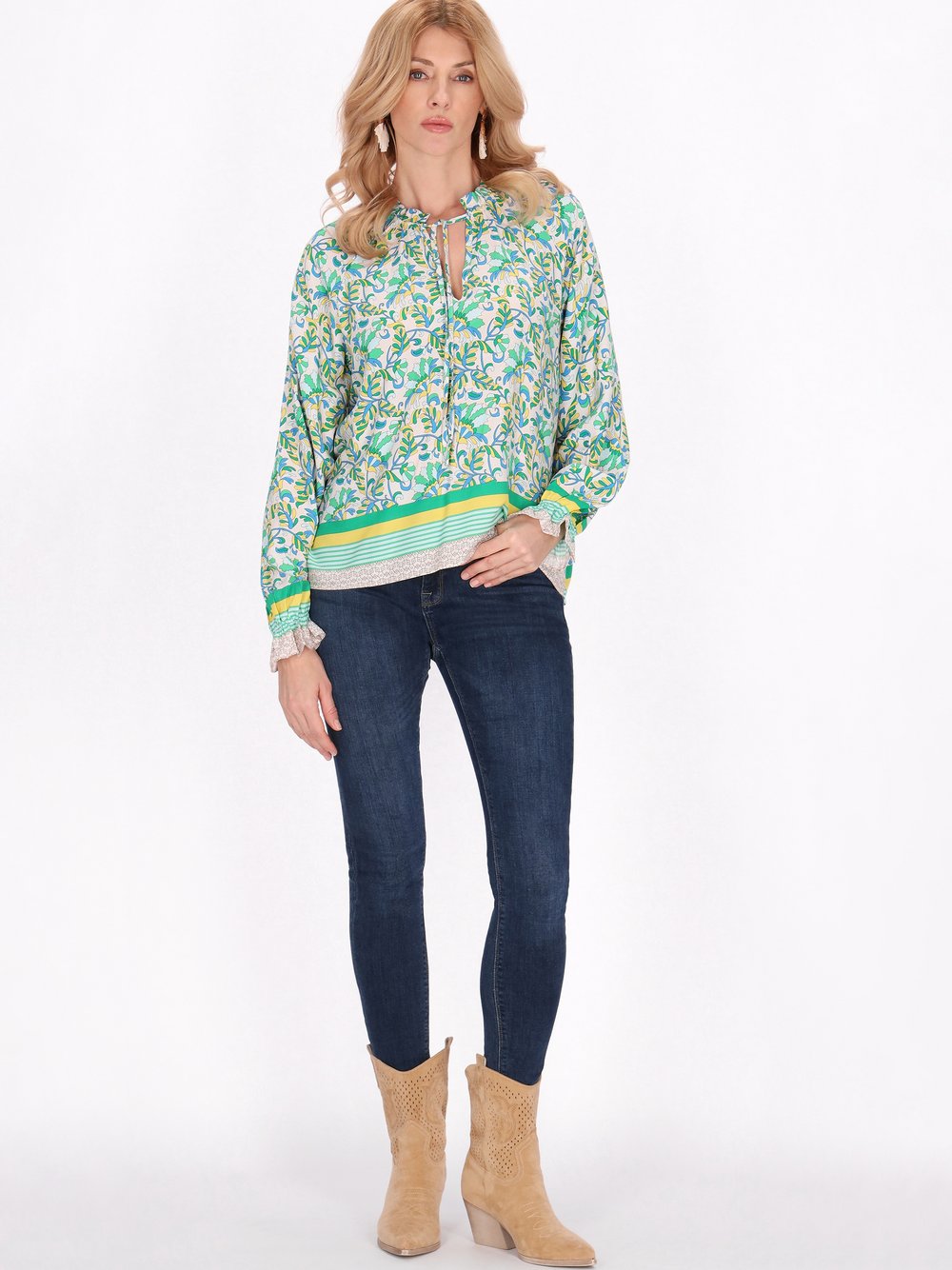 Usha Bluse Damen Viskose mehrfarbig bedruckt, XL