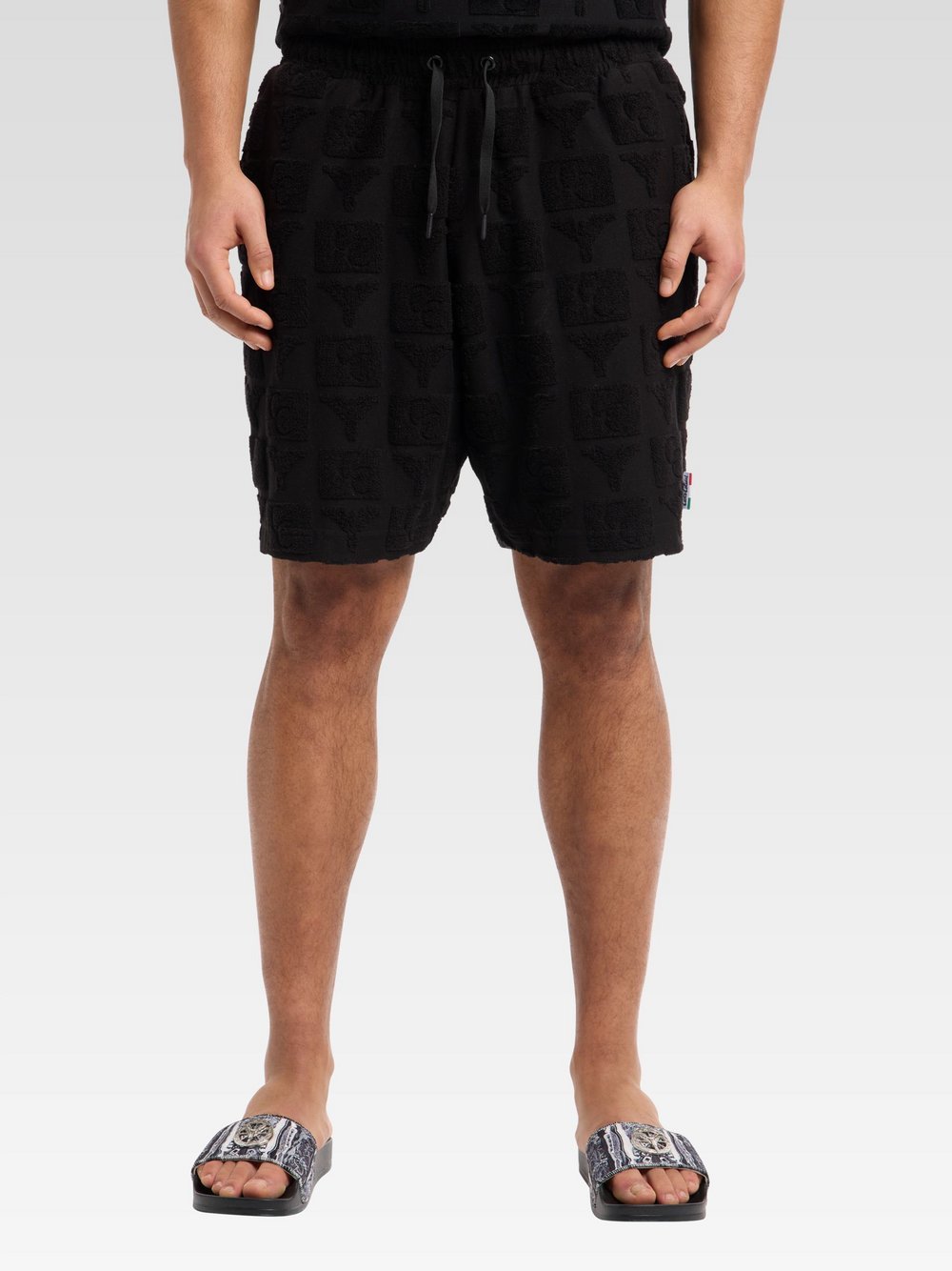 Carlo Colucci Shorts  Herren Baumwolle schwarz kariert, XL