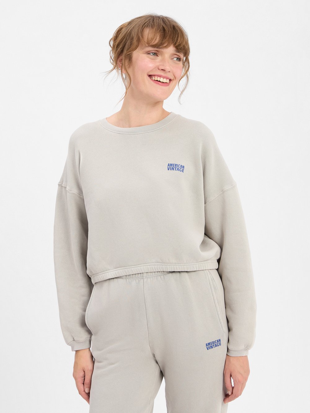 Thumbnail - american vintage Sweatshirt Damen Baumwolle grau, M