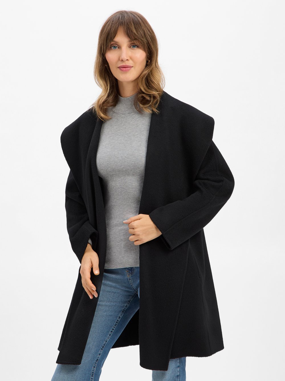 Thumbnail - BOSS Wollmantel Damen Wolle schwarz, 34