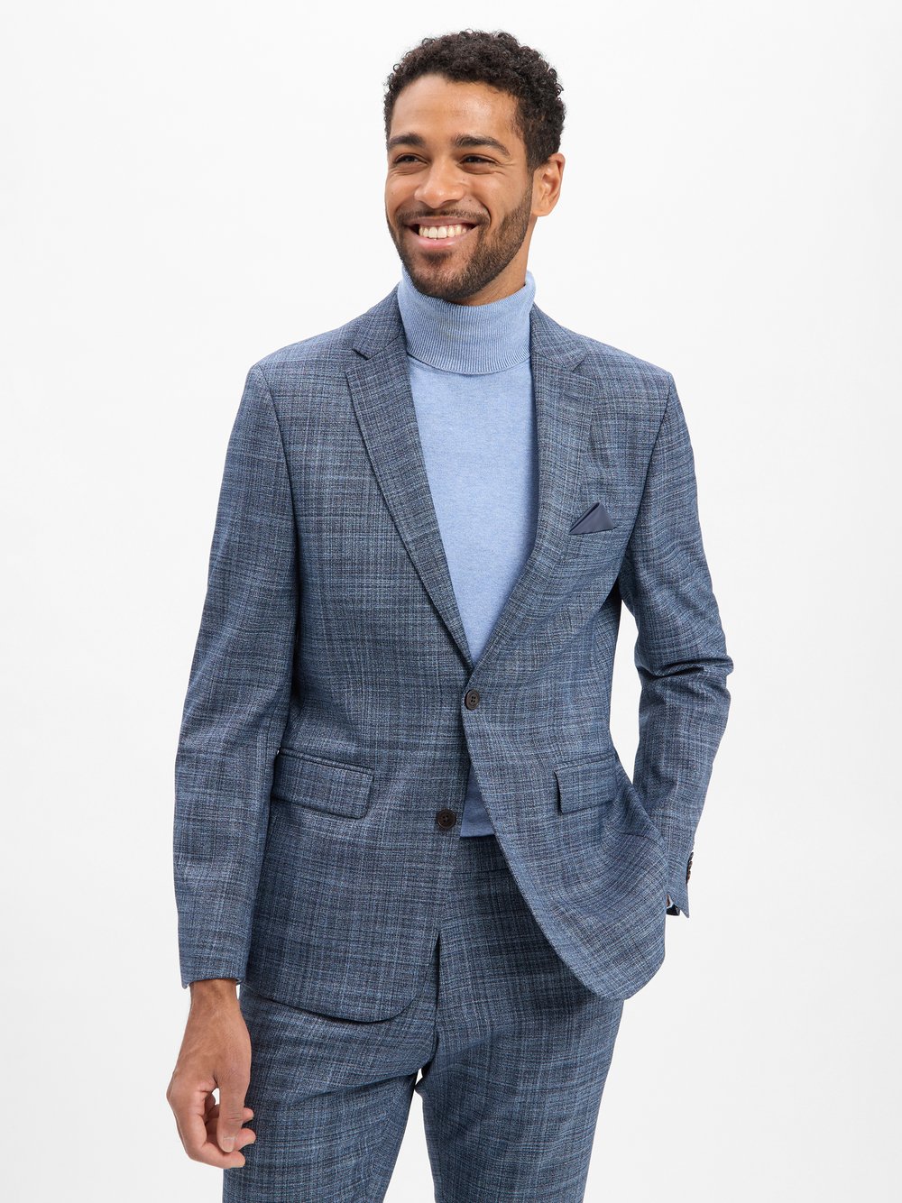 Andrew James Baukasten-Sakko Herren Modern Fit blau meliert, 54