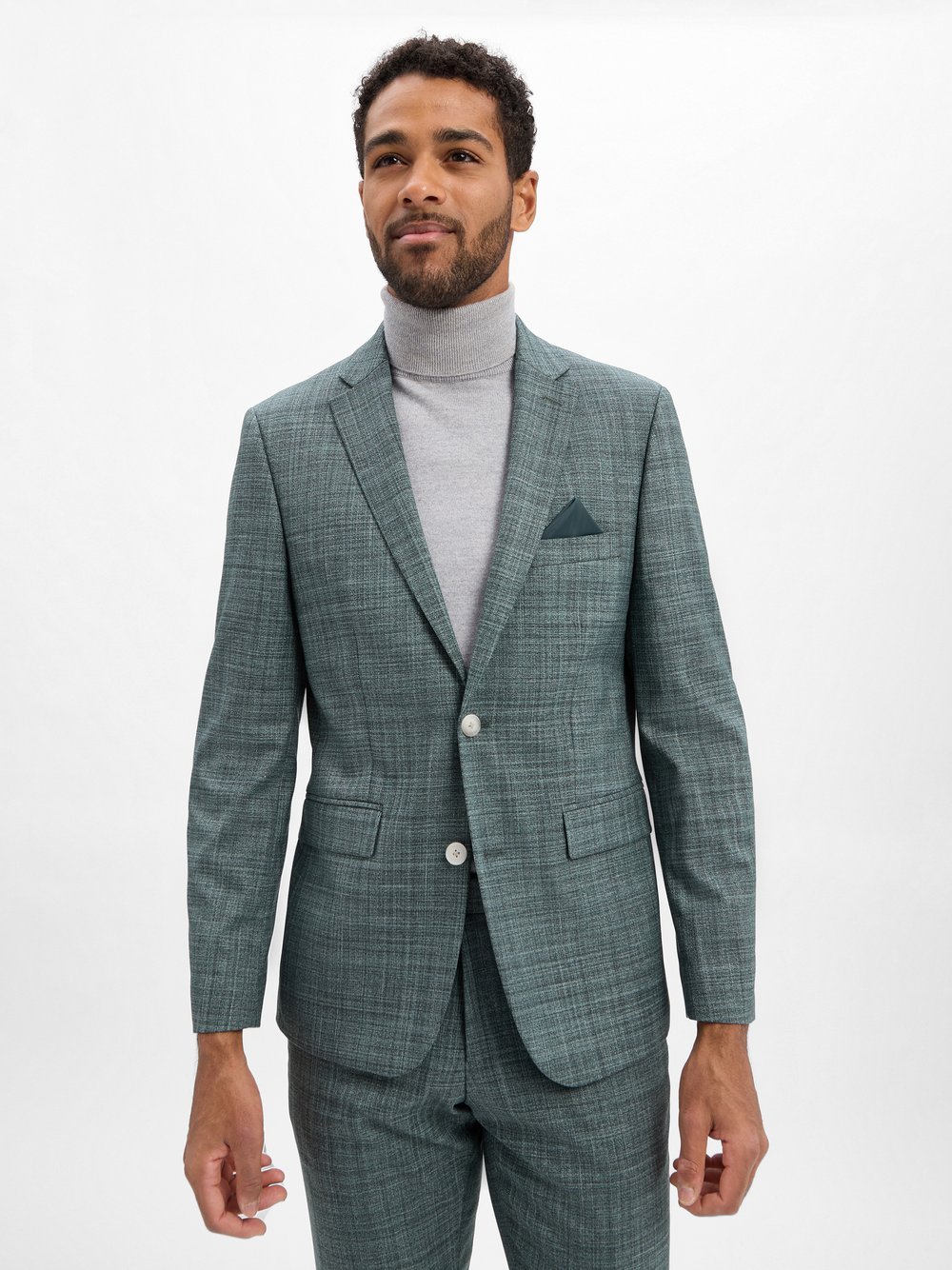 Andrew James Baukasten-Sakko Herren Modern Fit grün meliert, 54