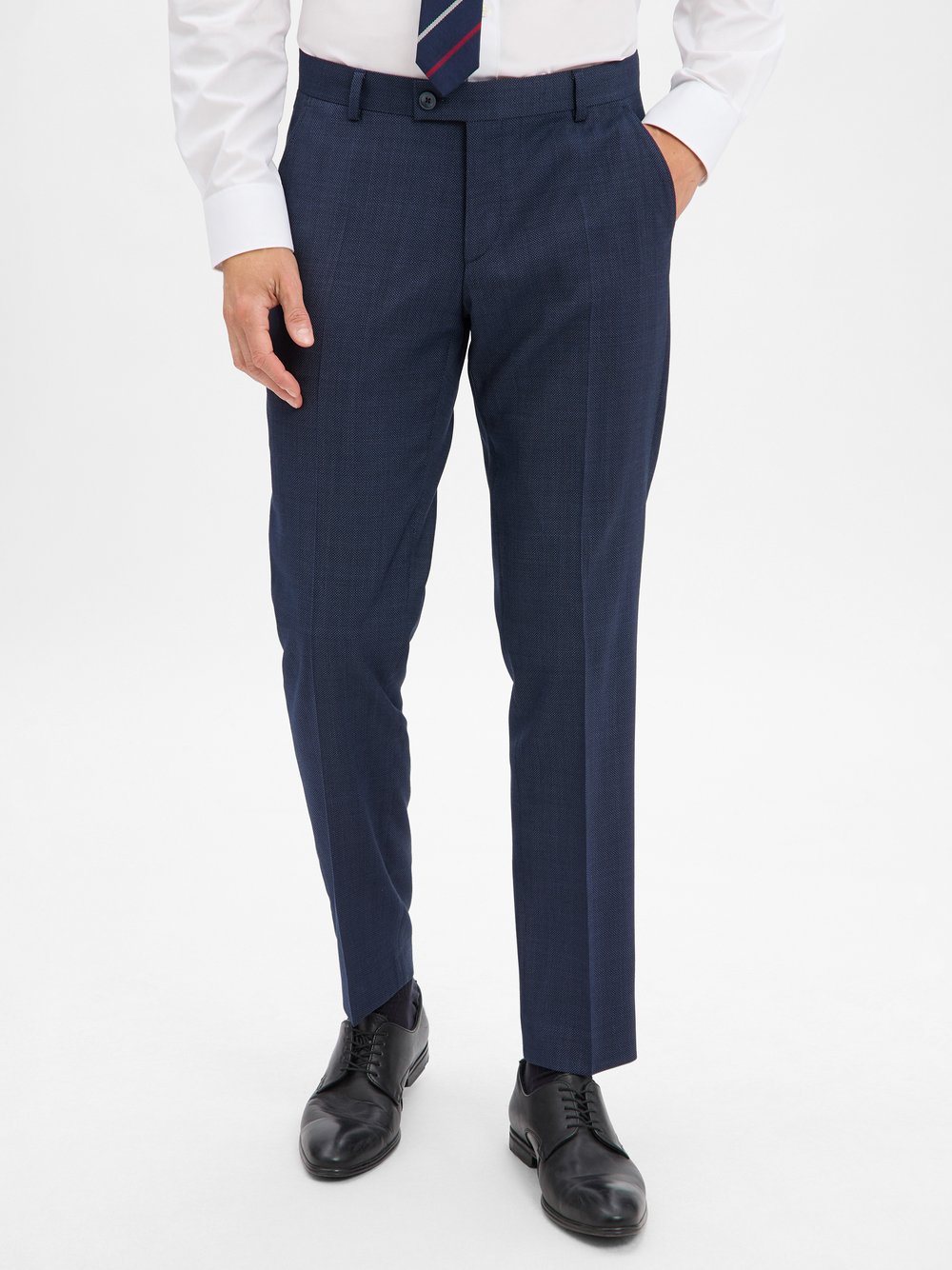Bugatti Baukasten-Hose Herren Regular Fit blau strukturiert, 48